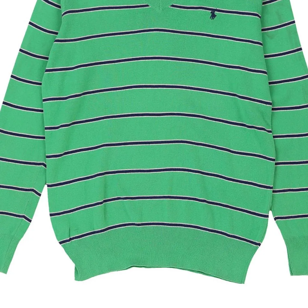 Age 13-14 Ralph Lauren Striped Jumper - XL Green Cotton