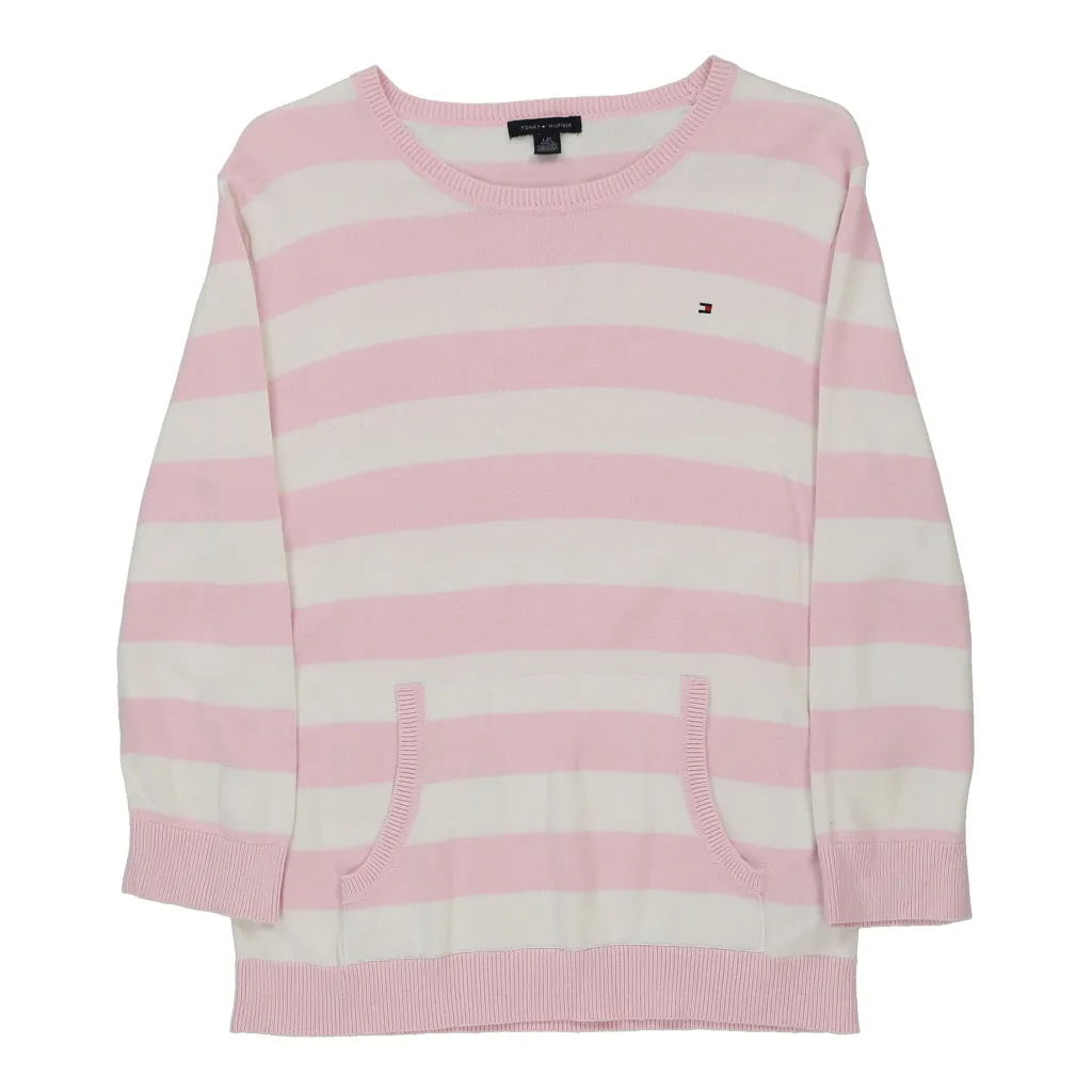 Age 14-16 Tommy Hilfiger Striped Jumper - Large Pink Cotton