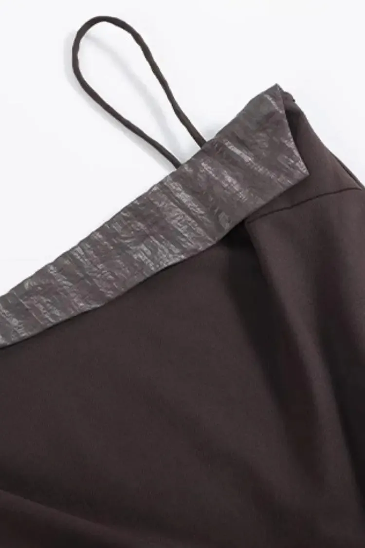 Asymmetric Spaghetti Strap Tank Top with Cinched Waist