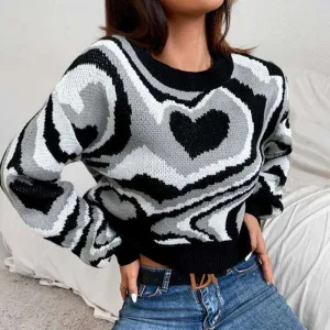 Black and White Heart Jumper