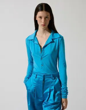 Blue Polo Jumper With Chain Detail