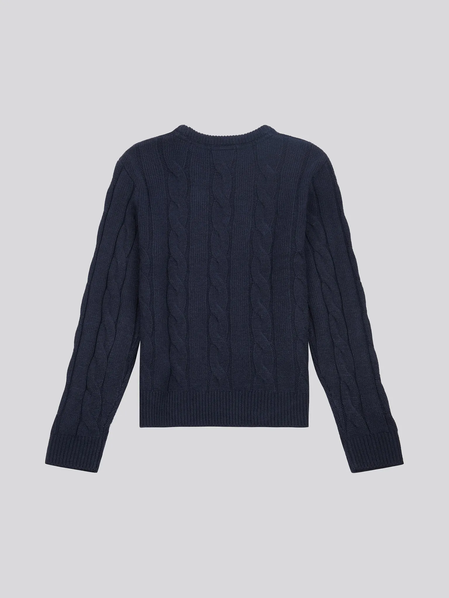 Boys Cable Knit Jumper in Dark Sapphire Navy / Moonlight Blue DHM