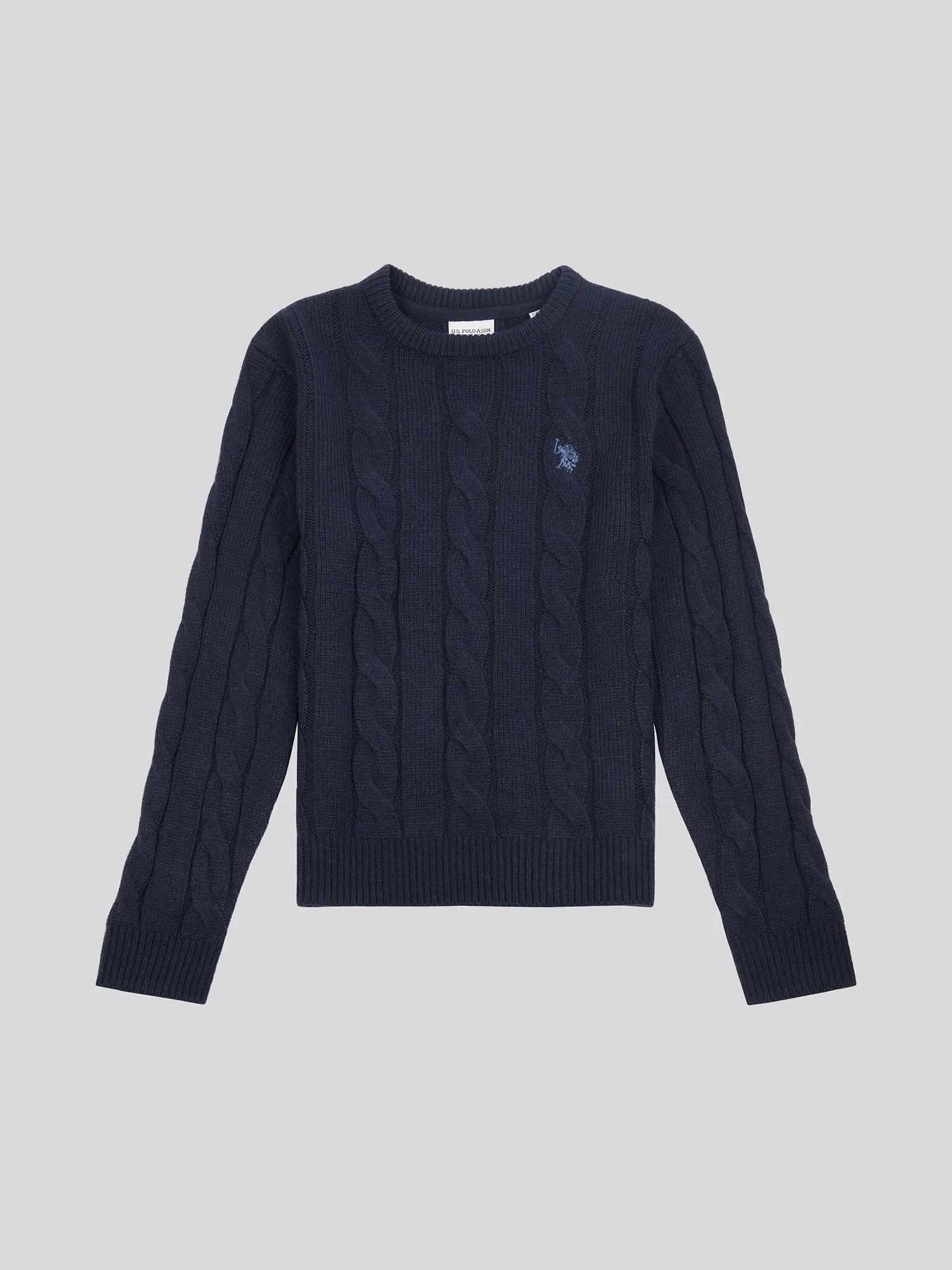 Boys Cable Knit Jumper in Dark Sapphire Navy / Moonlight Blue DHM