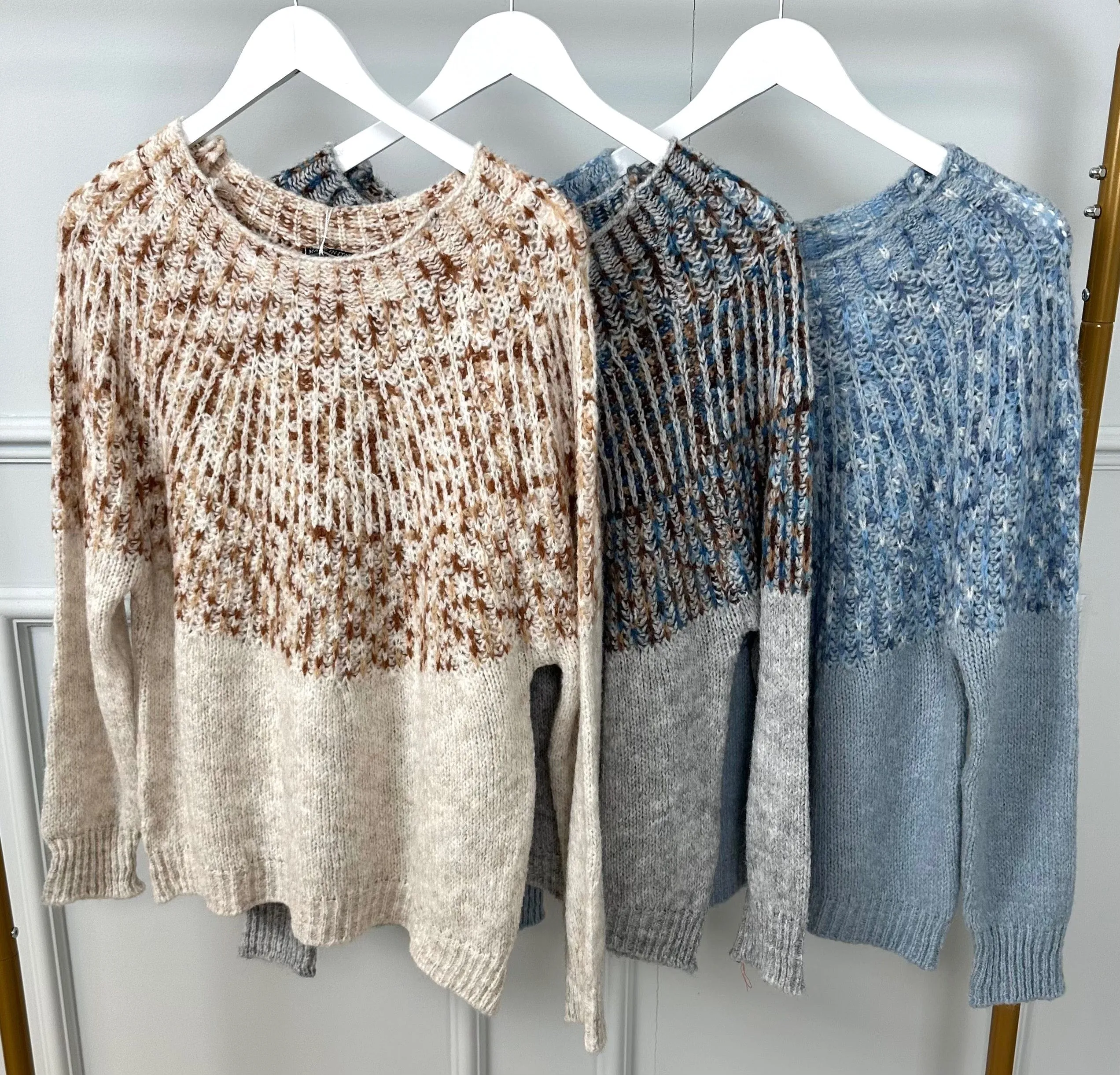 Demi Popcorn Contrast knit Jumper 8-16 Cream