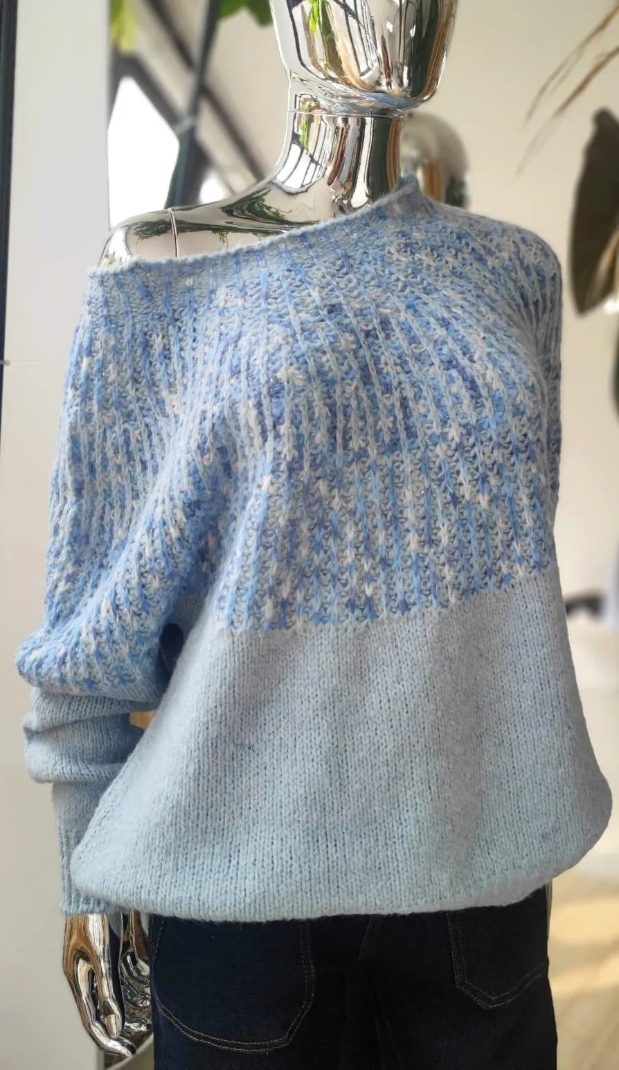 Demi Popcorn Contrast knit Jumper 8-16 Cream