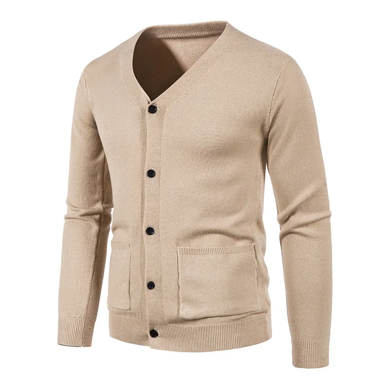 Fashion Casual Men's Solid Color Sweater Jacket