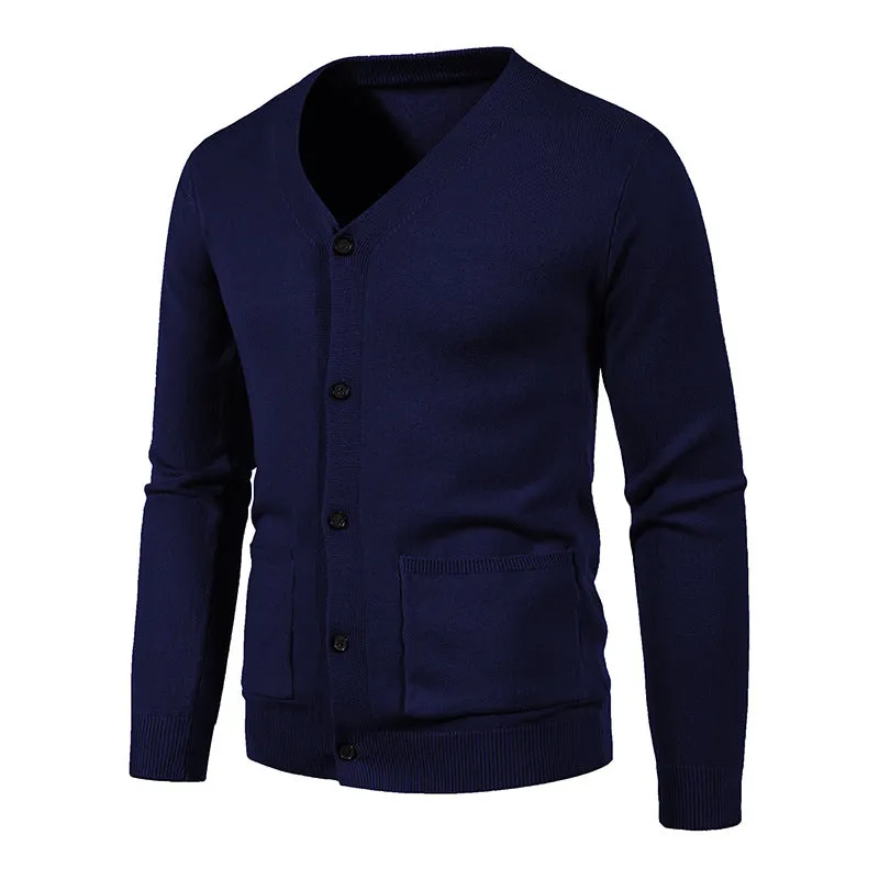 Fashion Casual Men's Solid Color Sweater Jacket