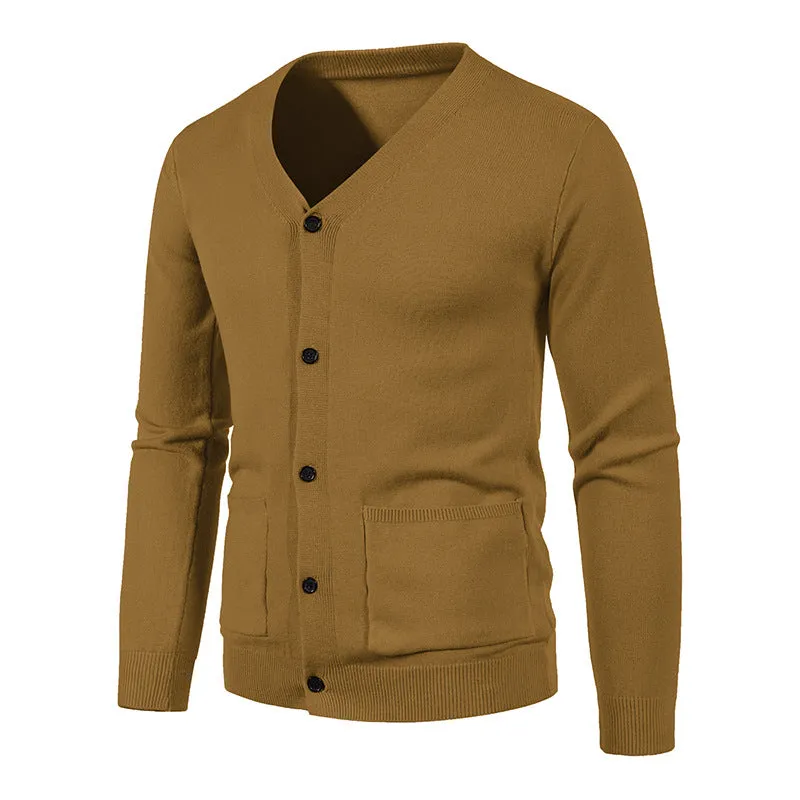 Fashion Casual Men's Solid Color Sweater Jacket