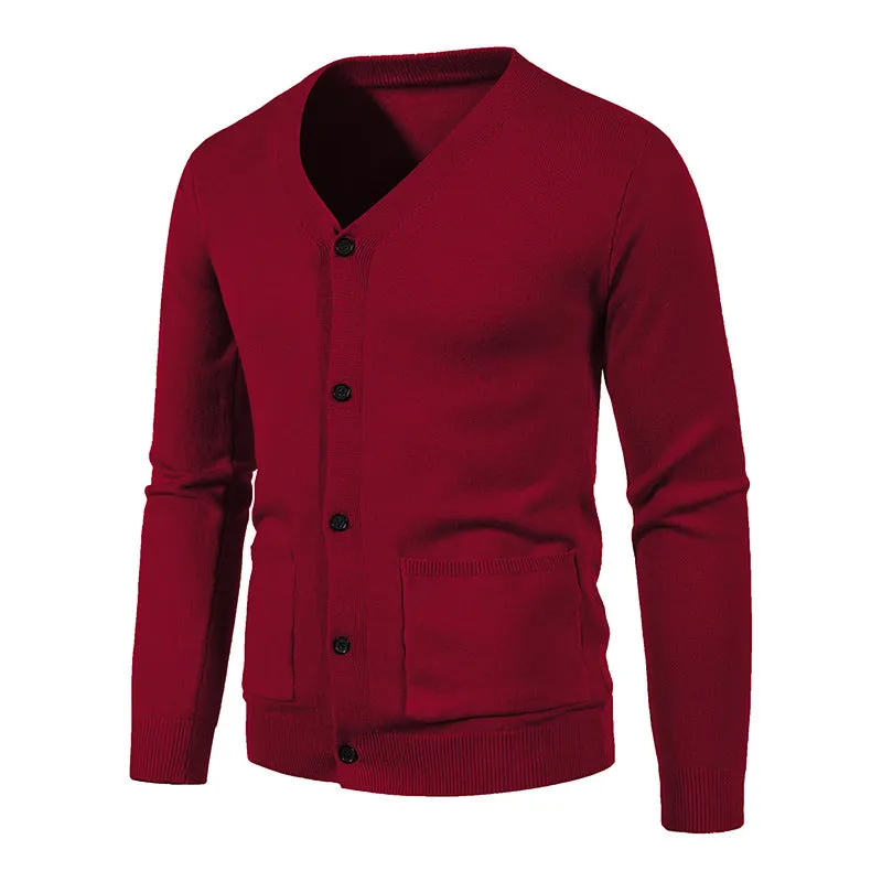 Fashion Casual Men's Solid Color Sweater Jacket
