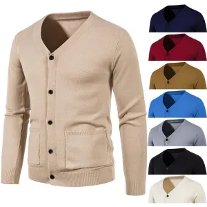 Fashion Casual Men's Solid Color Sweater Jacket