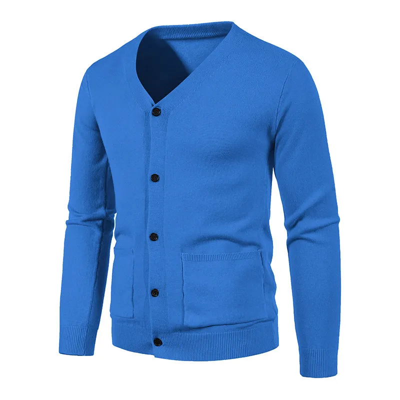 Fashion Casual Men's Solid Color Sweater Jacket