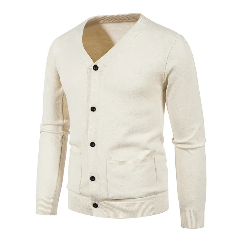 Fashion Casual Men's Solid Color Sweater Jacket