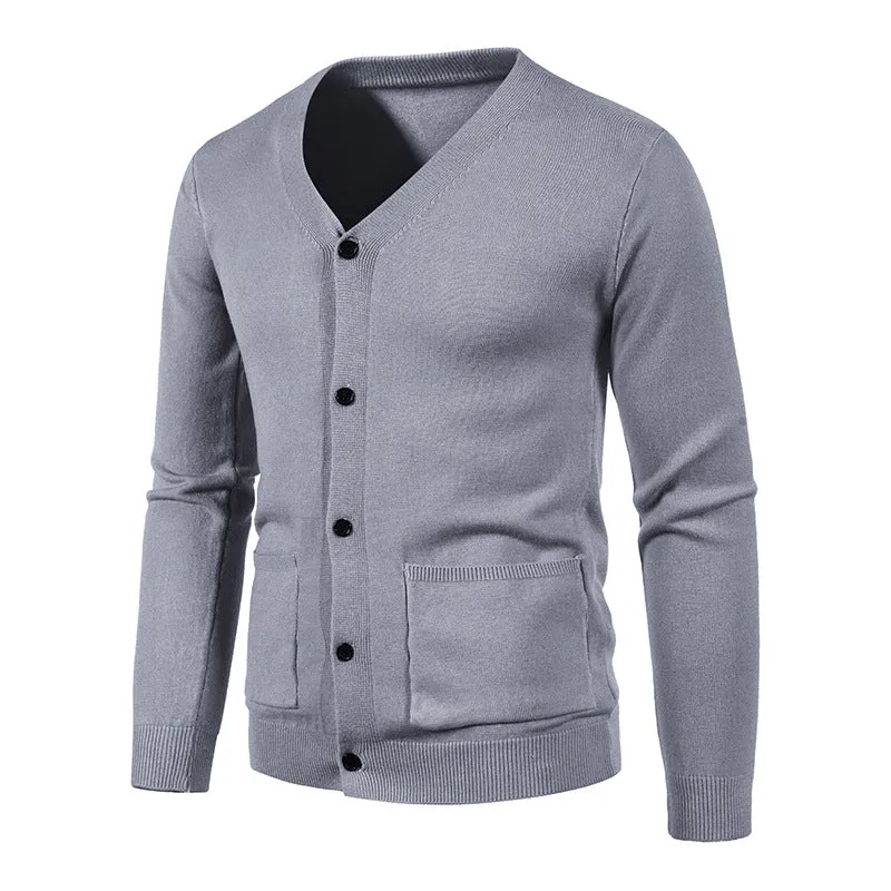 Fashion Casual Men's Solid Color Sweater Jacket