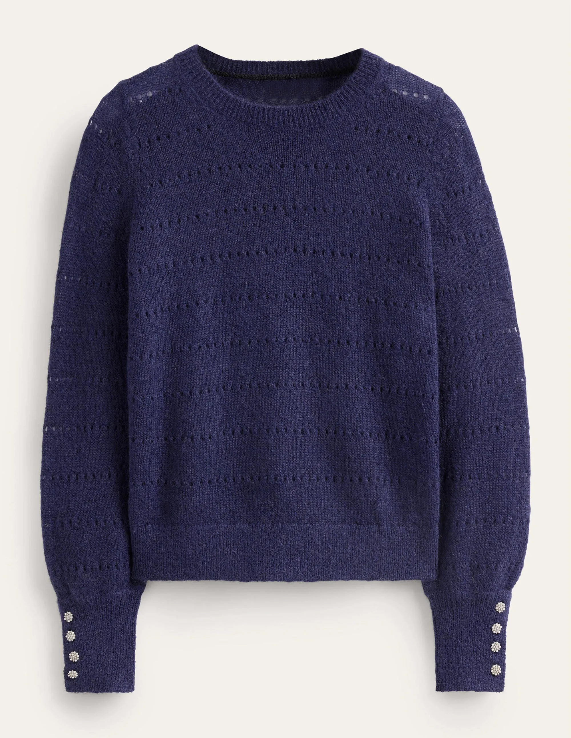Fluffy Textured Jumper-Navy