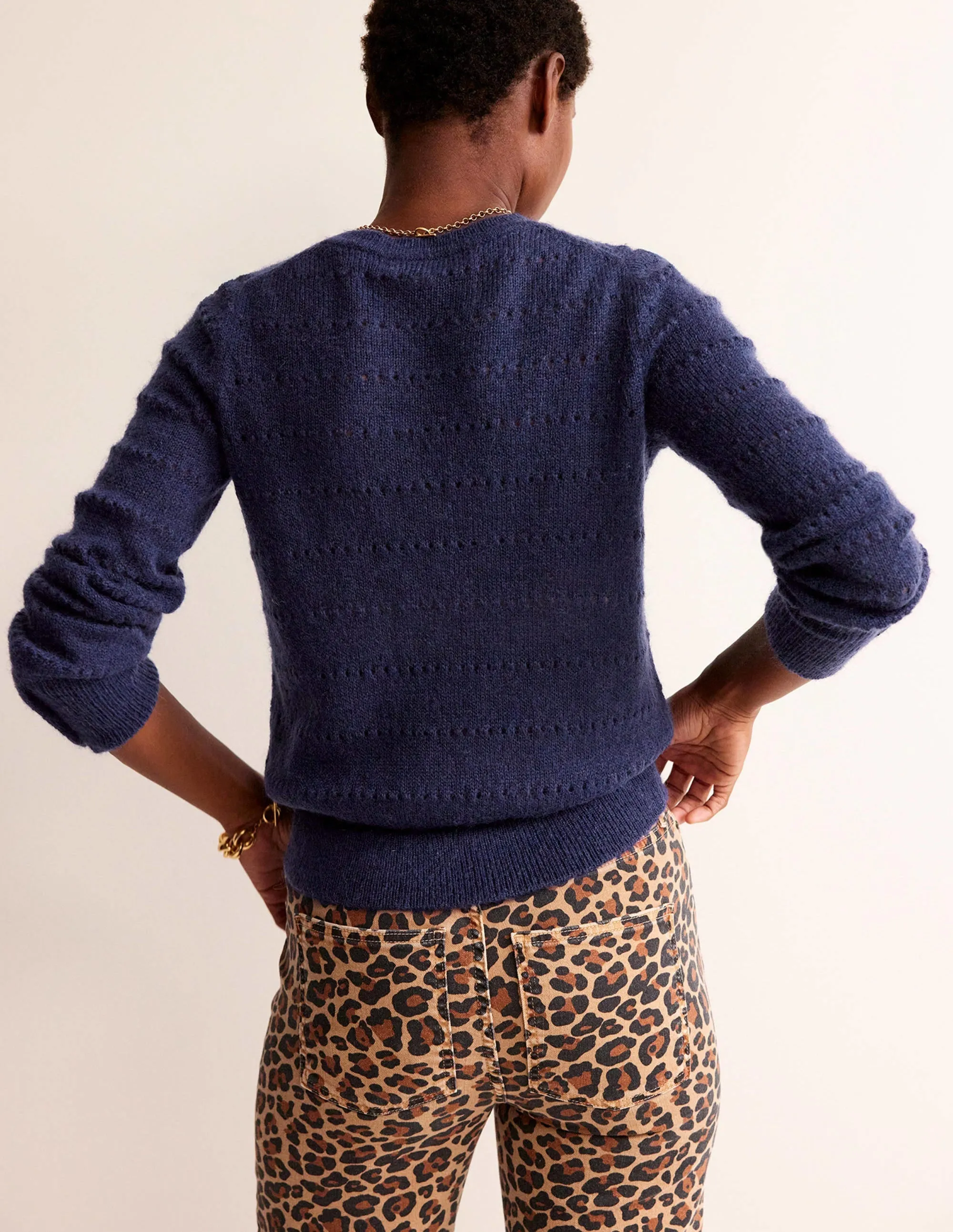 Fluffy Textured Jumper-Navy