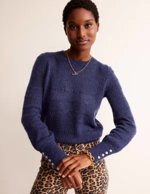 Fluffy Textured Jumper-Navy
