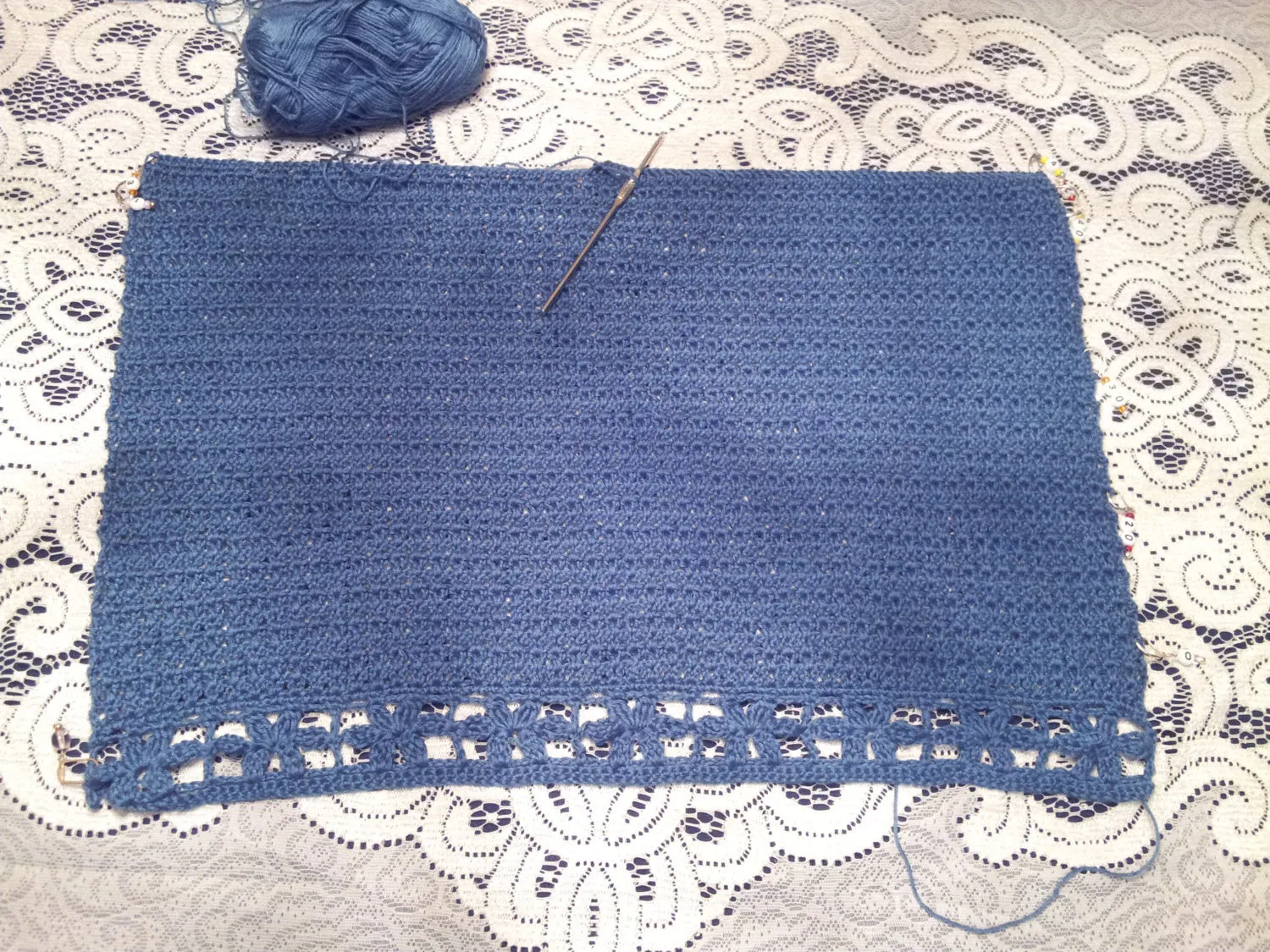 Handmade Crocheted Bamboo Lace Tank Top, Blue