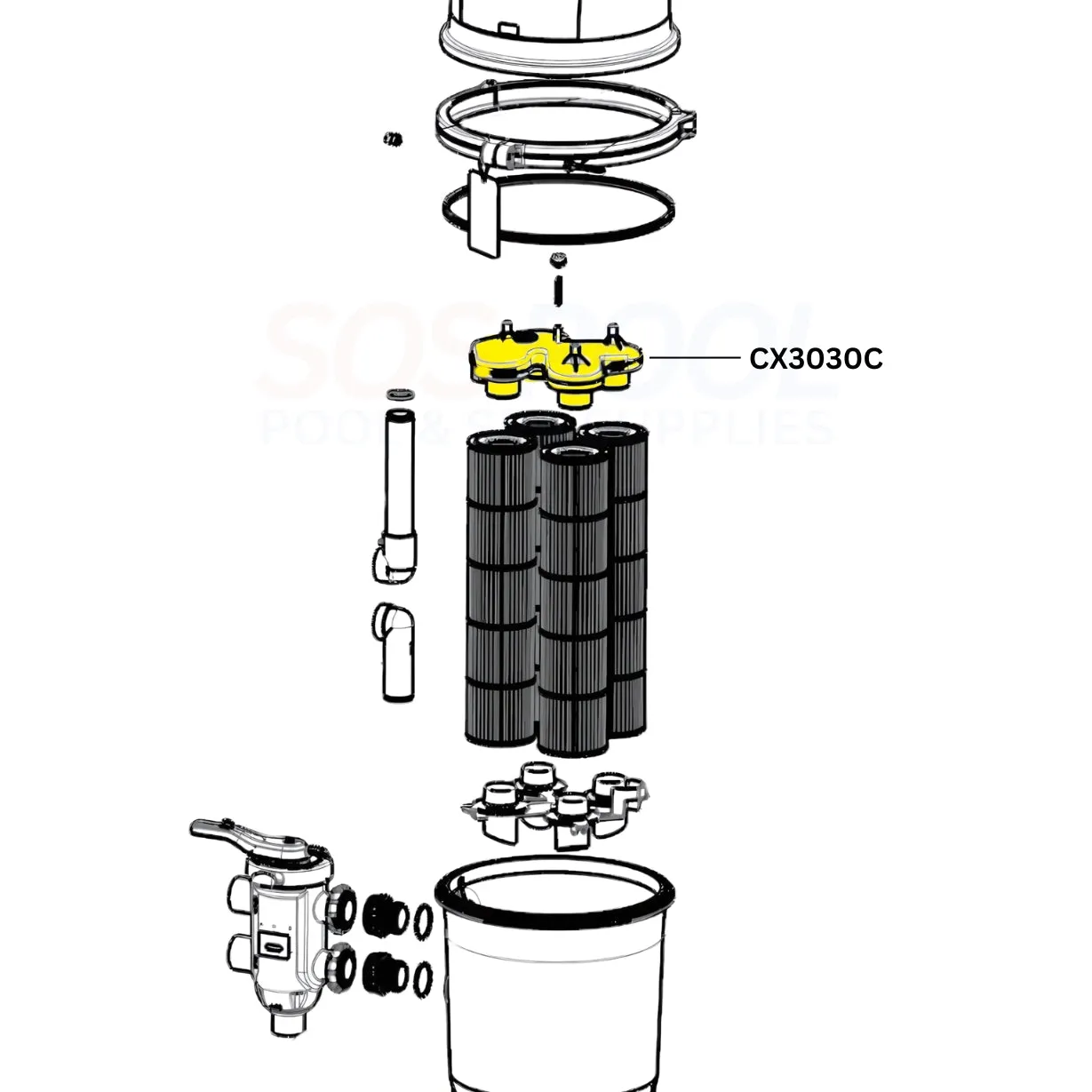 Hayward Top Manifold For SwimClear Cartridge Filter | CX3030C