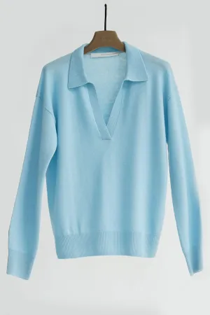 Herzen's Angelegenheit 1201-25234 818 Blue Crystal Split Neck Jumper