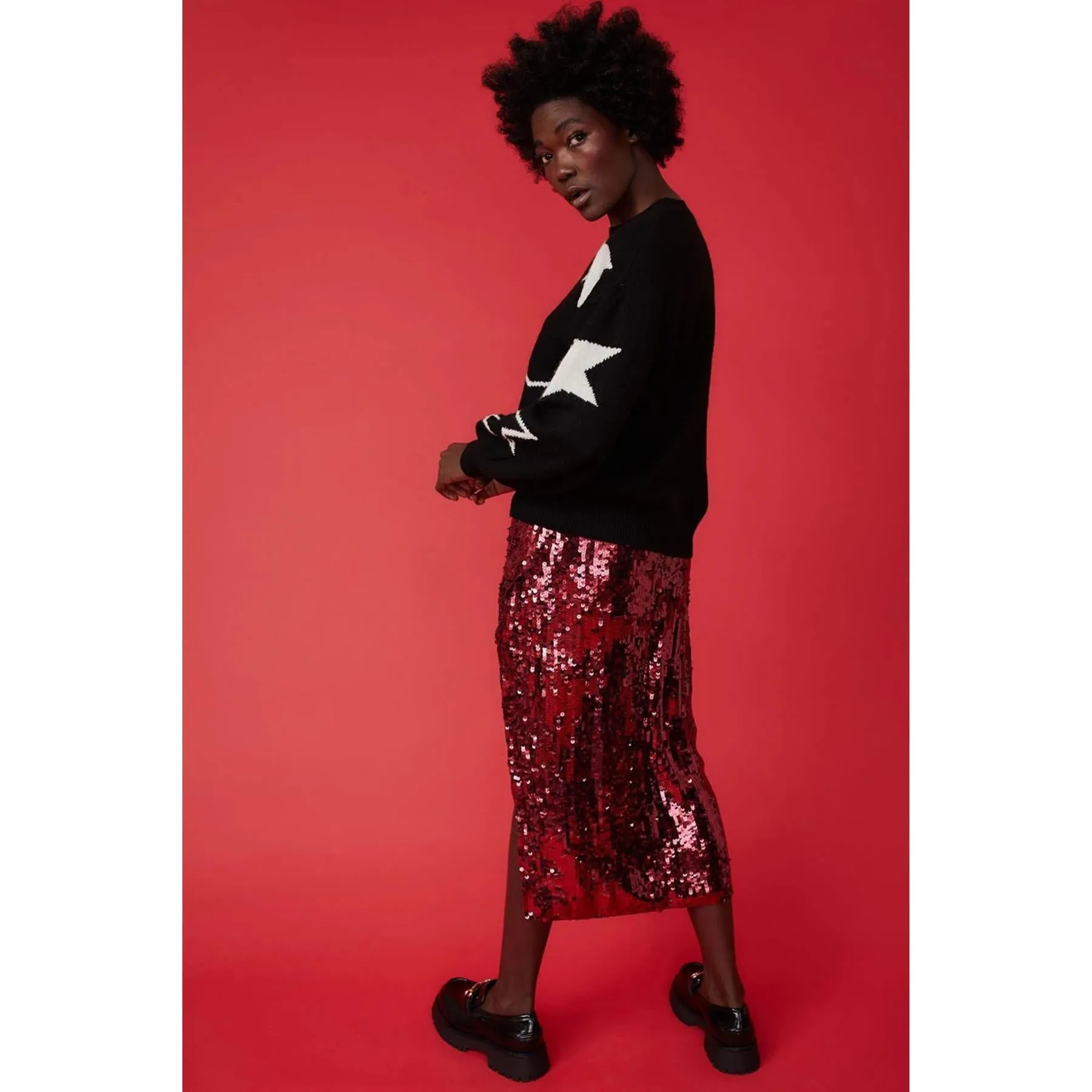 Jayley Star Design Cashmere Blend Jumper | Black