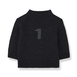 Leo 'Number One' Merino Wool Jumper (Anthracite)