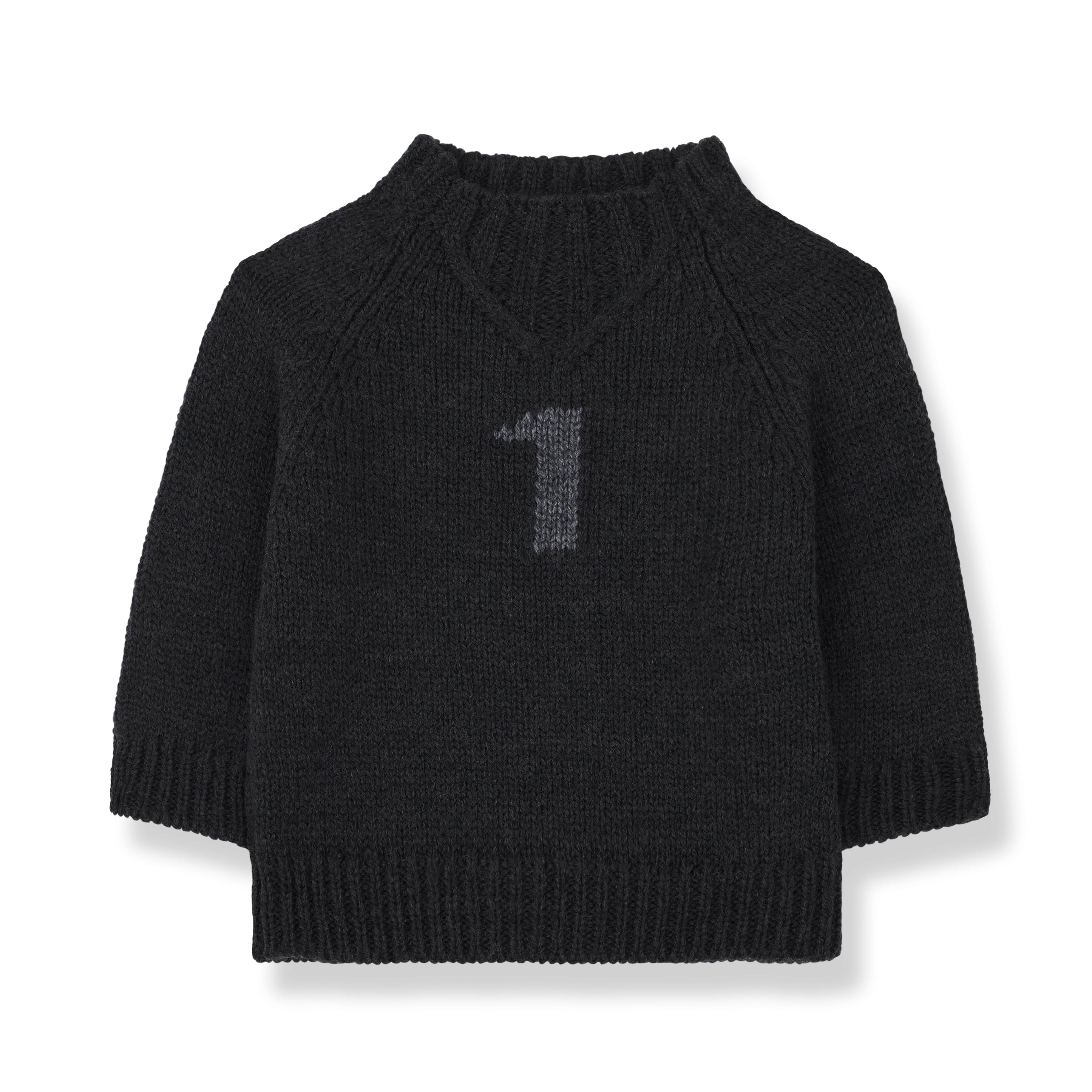 Leo 'Number One' Merino Wool Jumper (Anthracite)