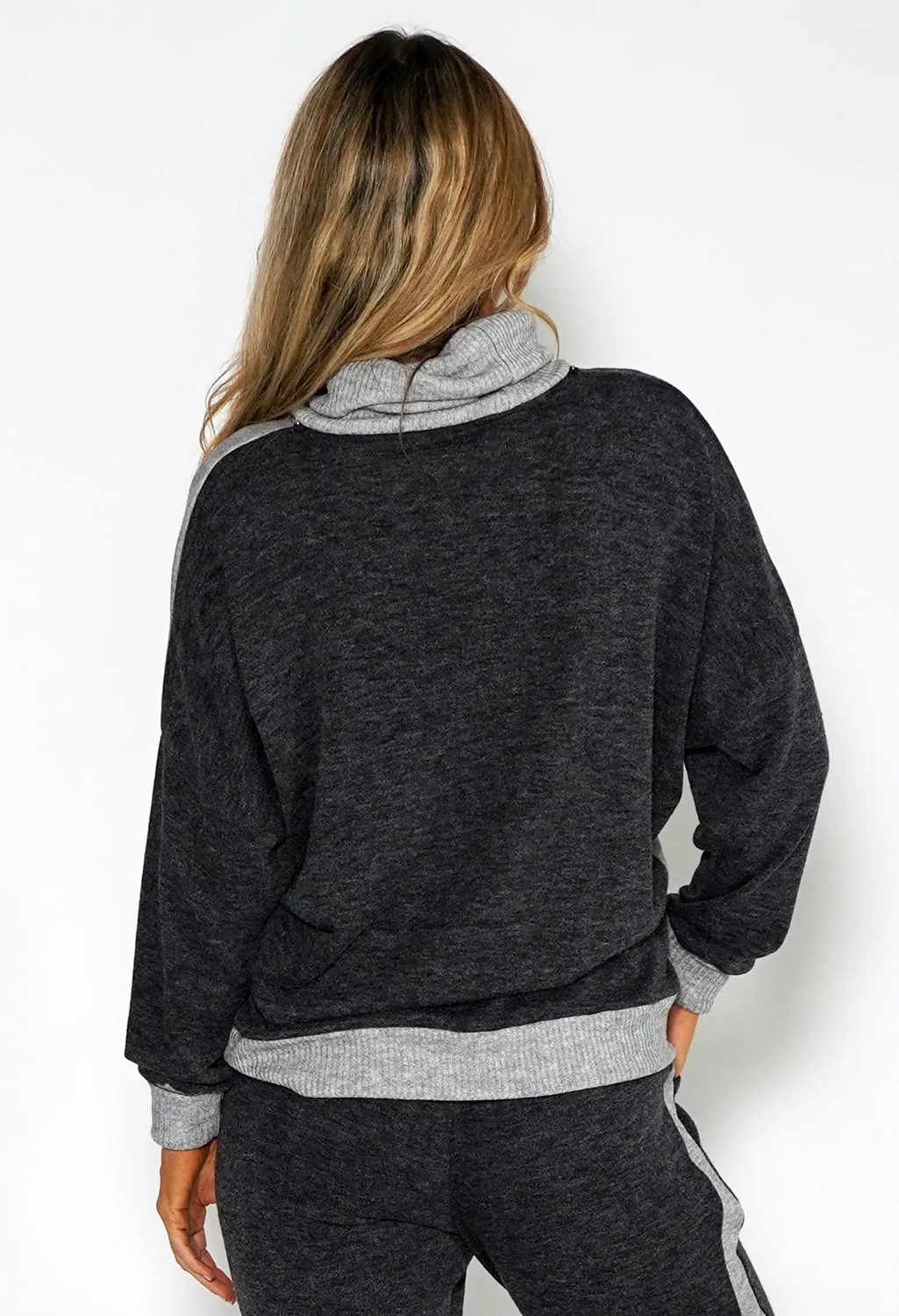 Lux Lounge Grey Knit Jumper with Necklace Detail