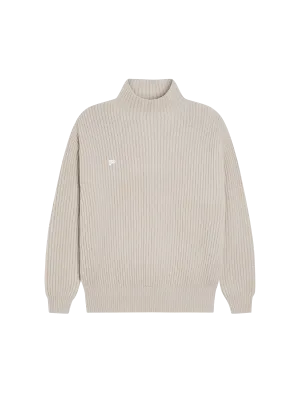Mens Archive Recycled Cashmere Funnel-Neck Sweater—oatmeal