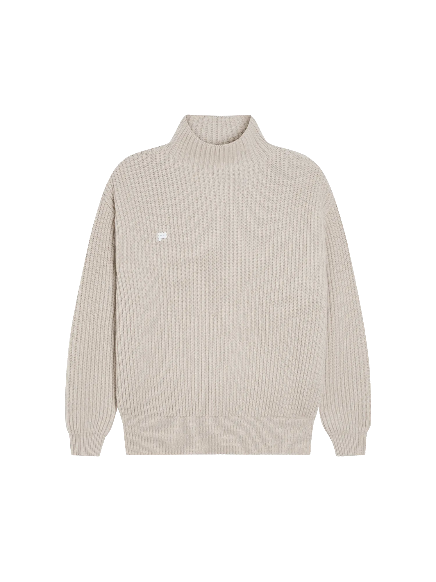 Mens Archive Recycled Cashmere Funnel-Neck Sweater—oatmeal