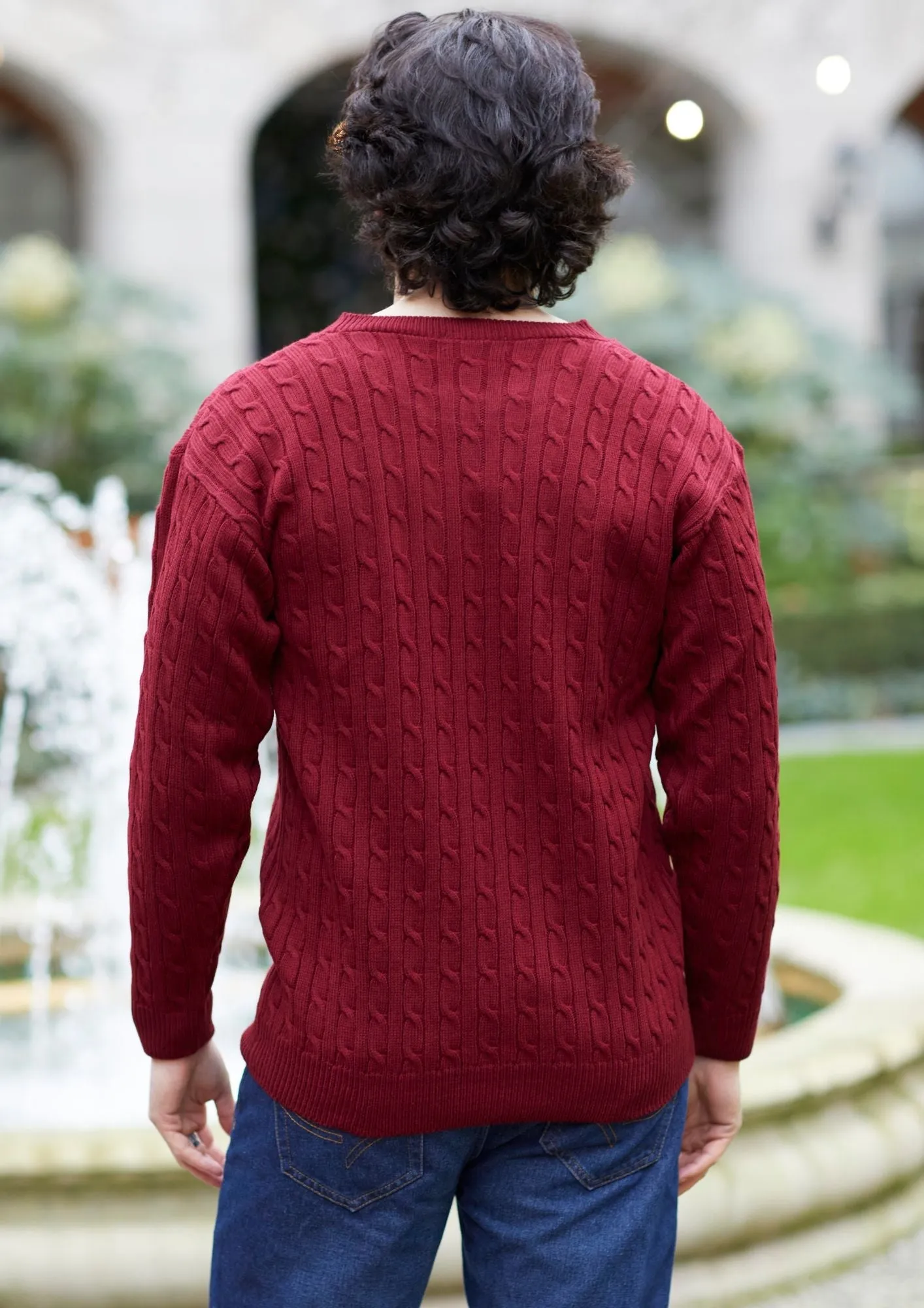 Mens Cable Jumper -Red