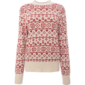 Monki Women's Beige & Red Fairisle Christmas Jumper