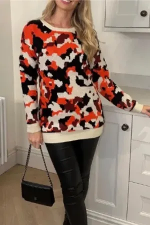 Multi Coloured Red/Blk Camouflage Jumper