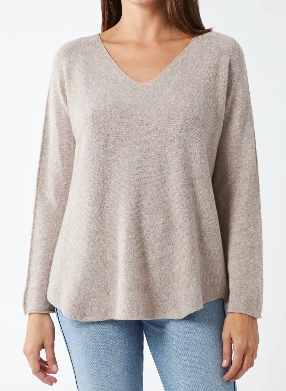 Plain V-Neck Jumper With Stitching Detail (5 Colours)