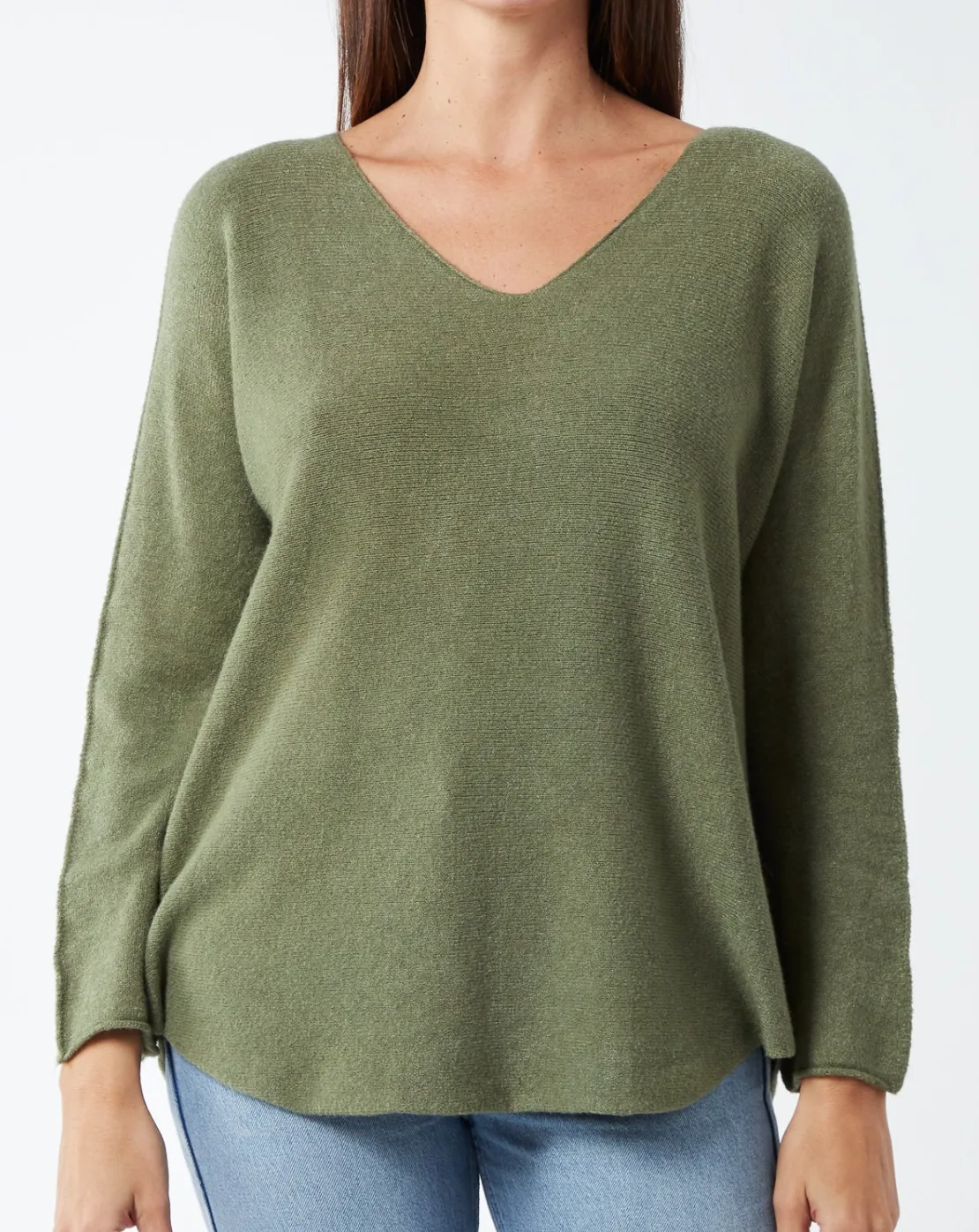 Plain V-Neck Jumper With Stitching Detail (5 Colours)