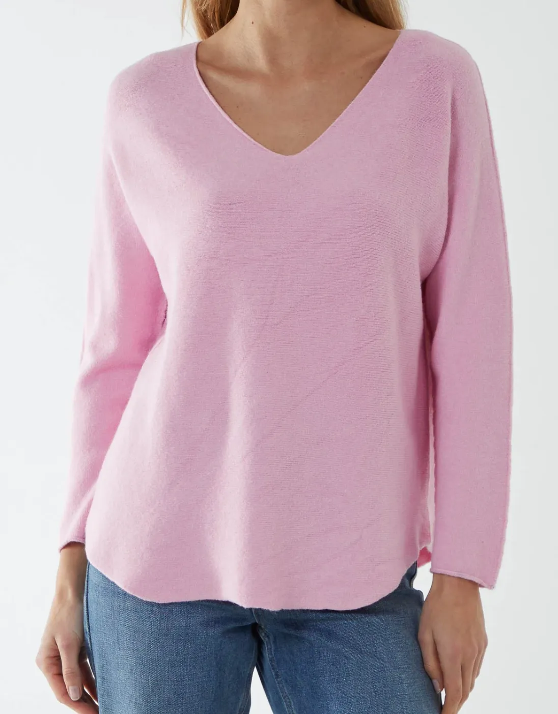 Plain V-Neck Jumper With Stitching Detail (5 Colours)