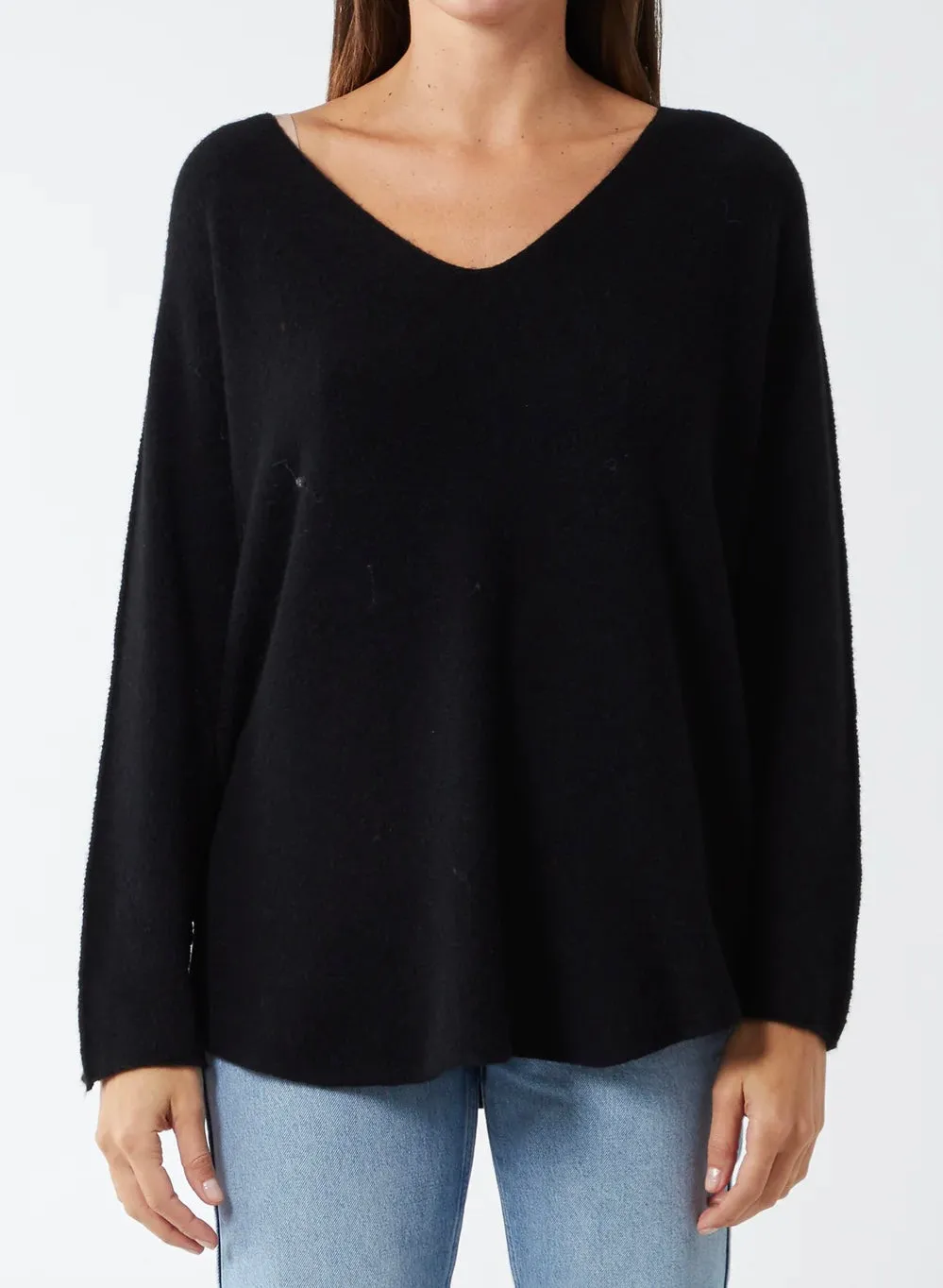Plain V-Neck Jumper With Stitching Detail (5 Colours)
