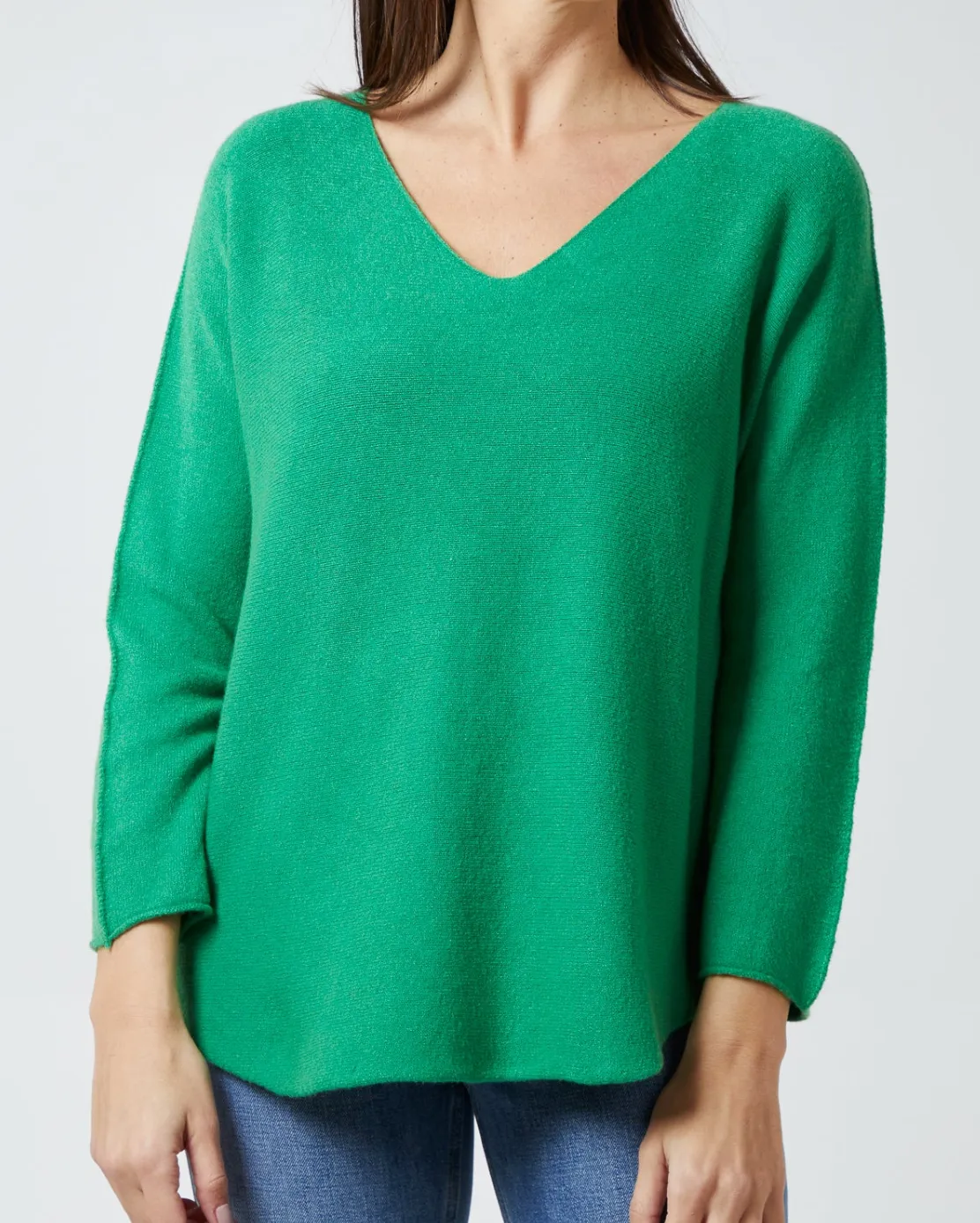 Plain V-Neck Jumper With Stitching Detail (5 Colours)