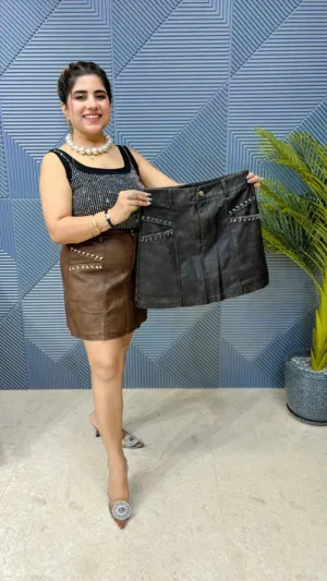 Premium Leather Skirts With Stud Work GGR650