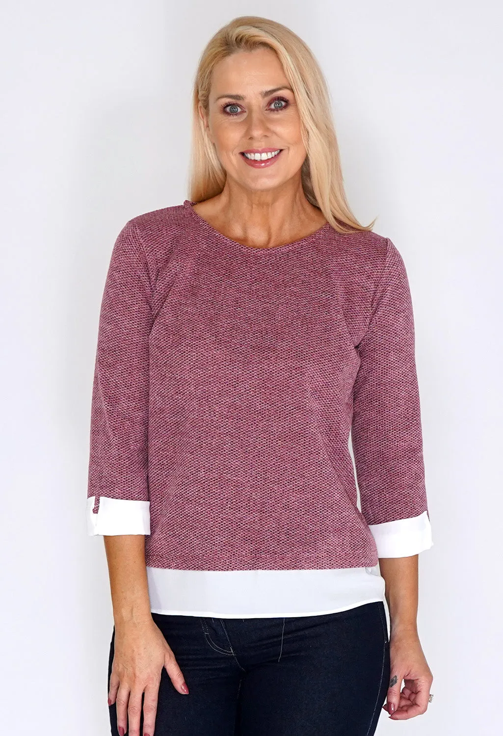 Rose Knit Jumper with Shirt Detail