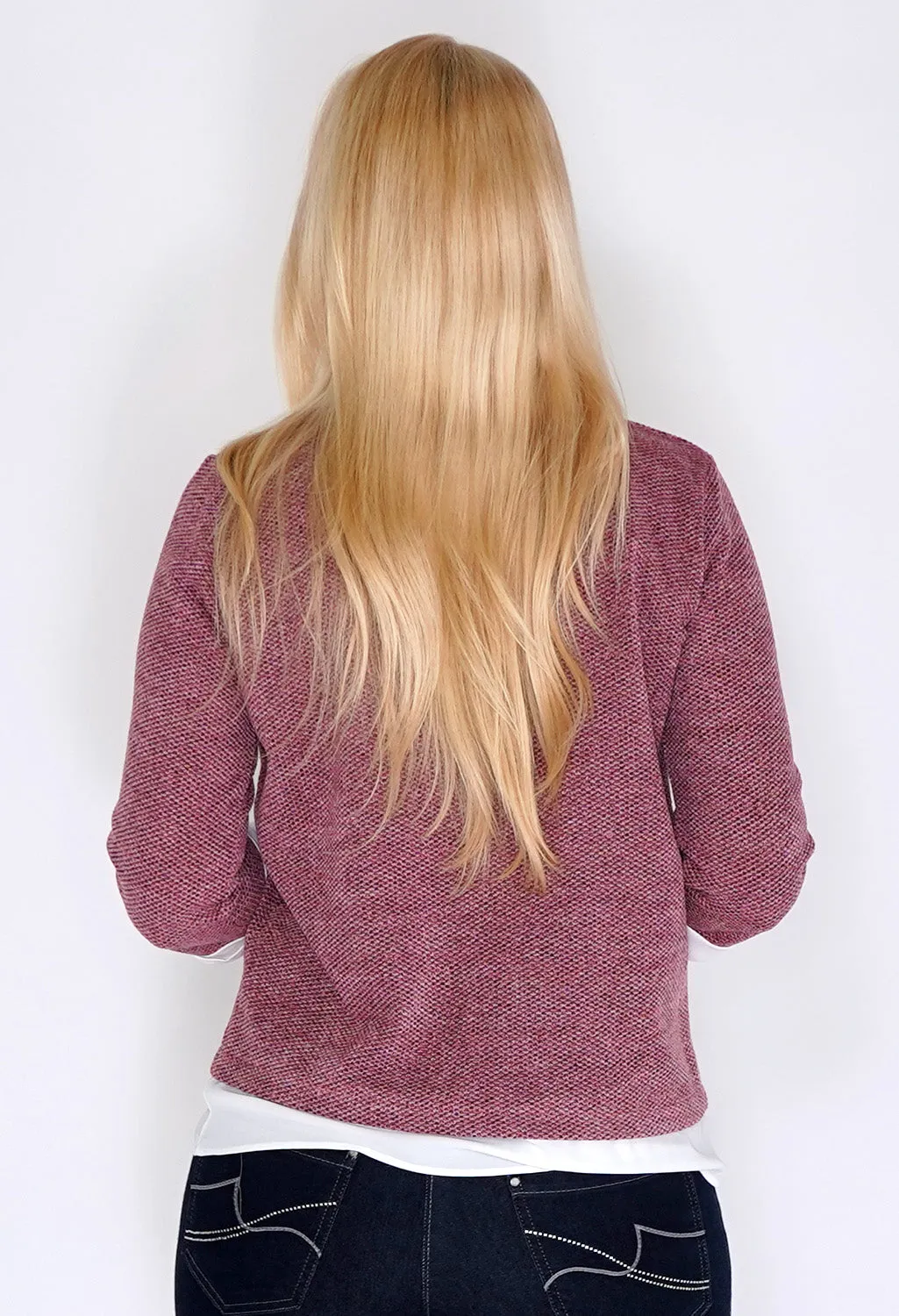 Rose Knit Jumper with Shirt Detail