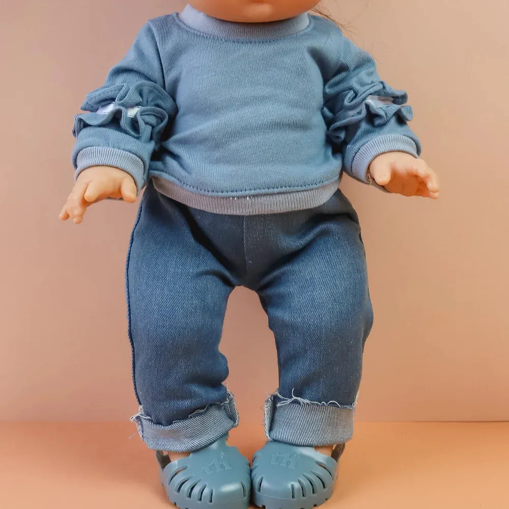 Ruffle Jumper & Denim Pants Set