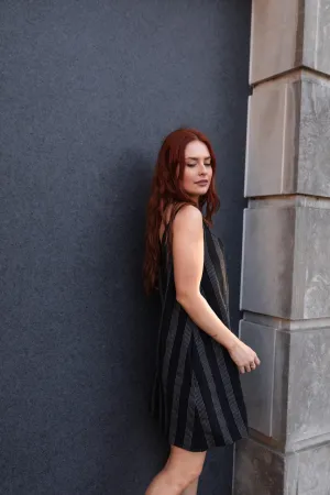 Ruthi Handwoven Cotton Dress in Black and White Stripe - XS Sample