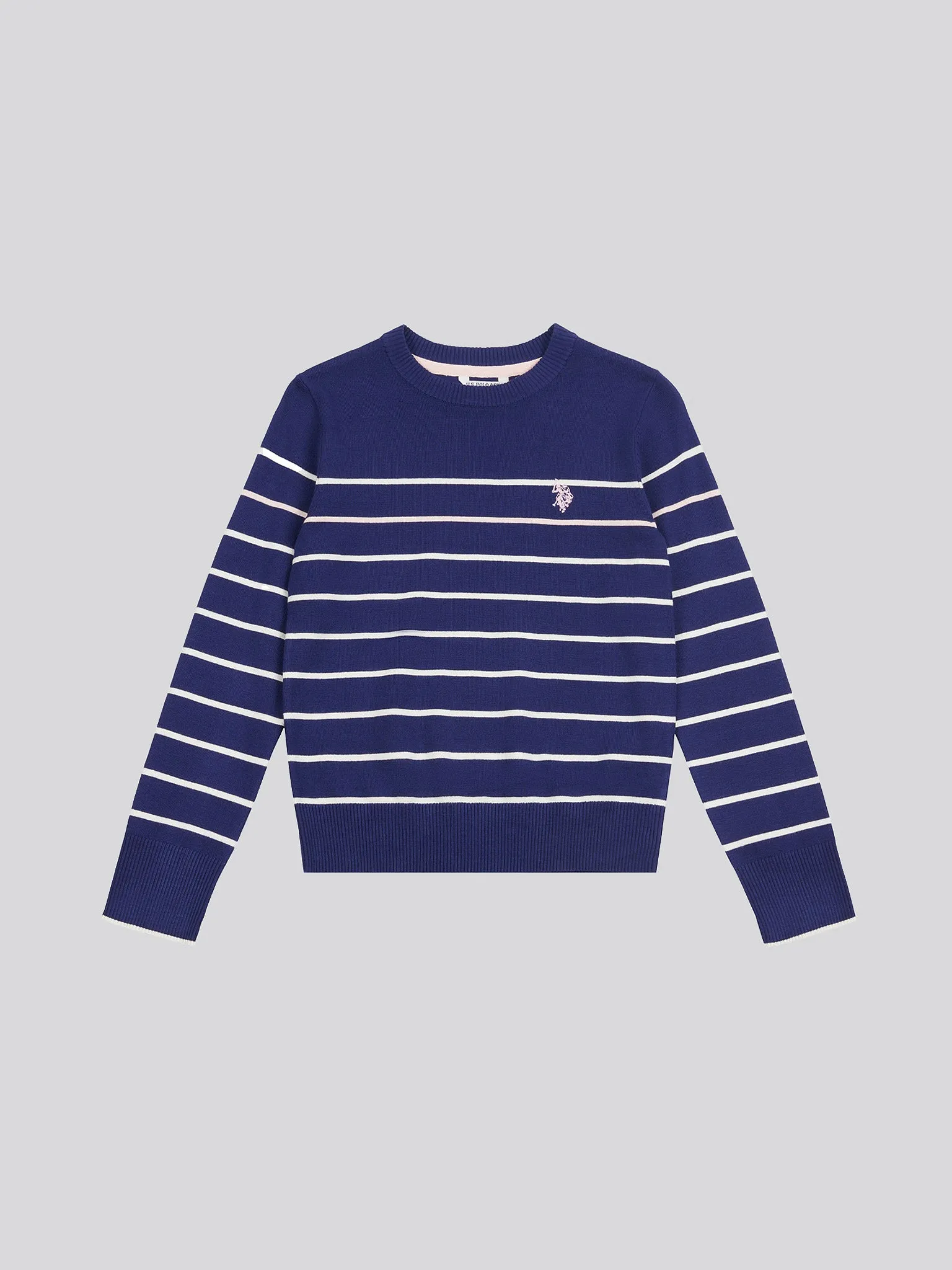 Stripe Crew Jumper Midnight Blue
