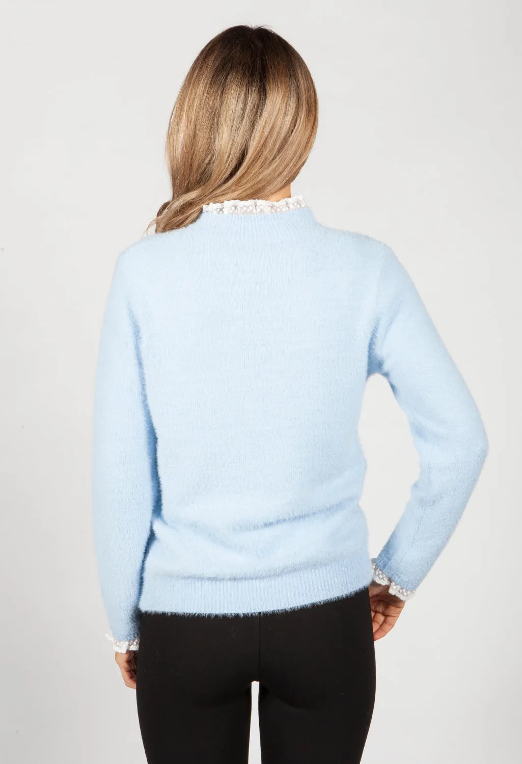 Tiffany Blue Knit Jumper with Lace Details