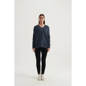 Tirelli - Oversized Split Hem Jumper in Orient Blue (K2556)