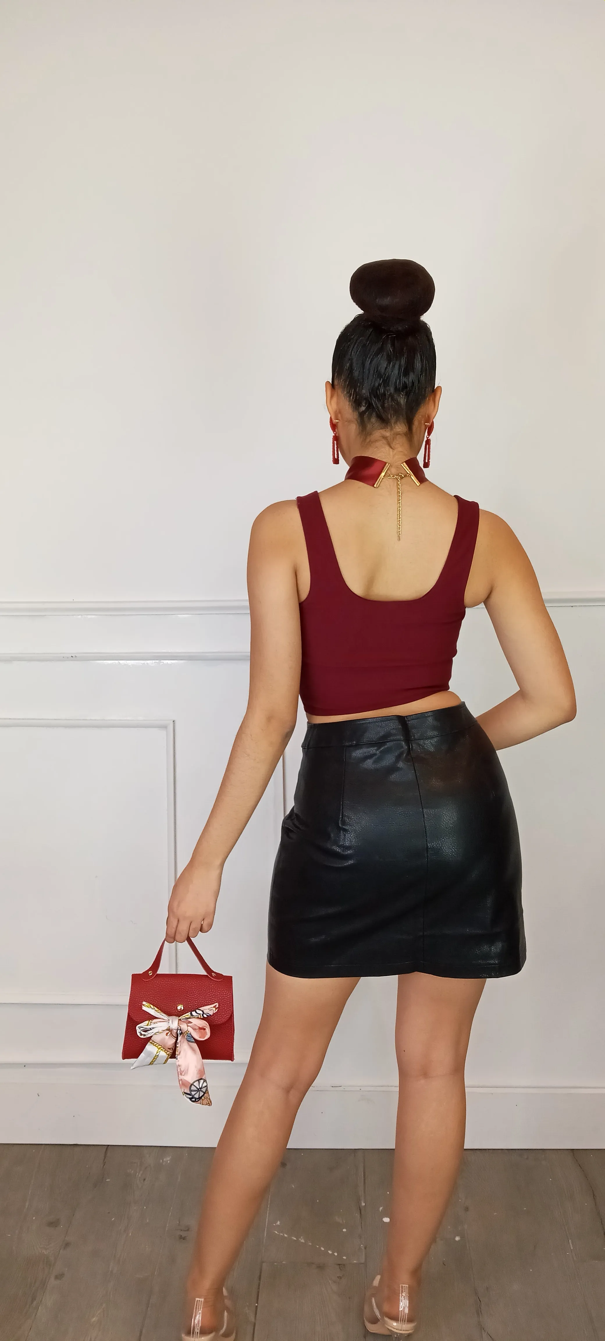 TRAITOR Front Button Leather Skirt