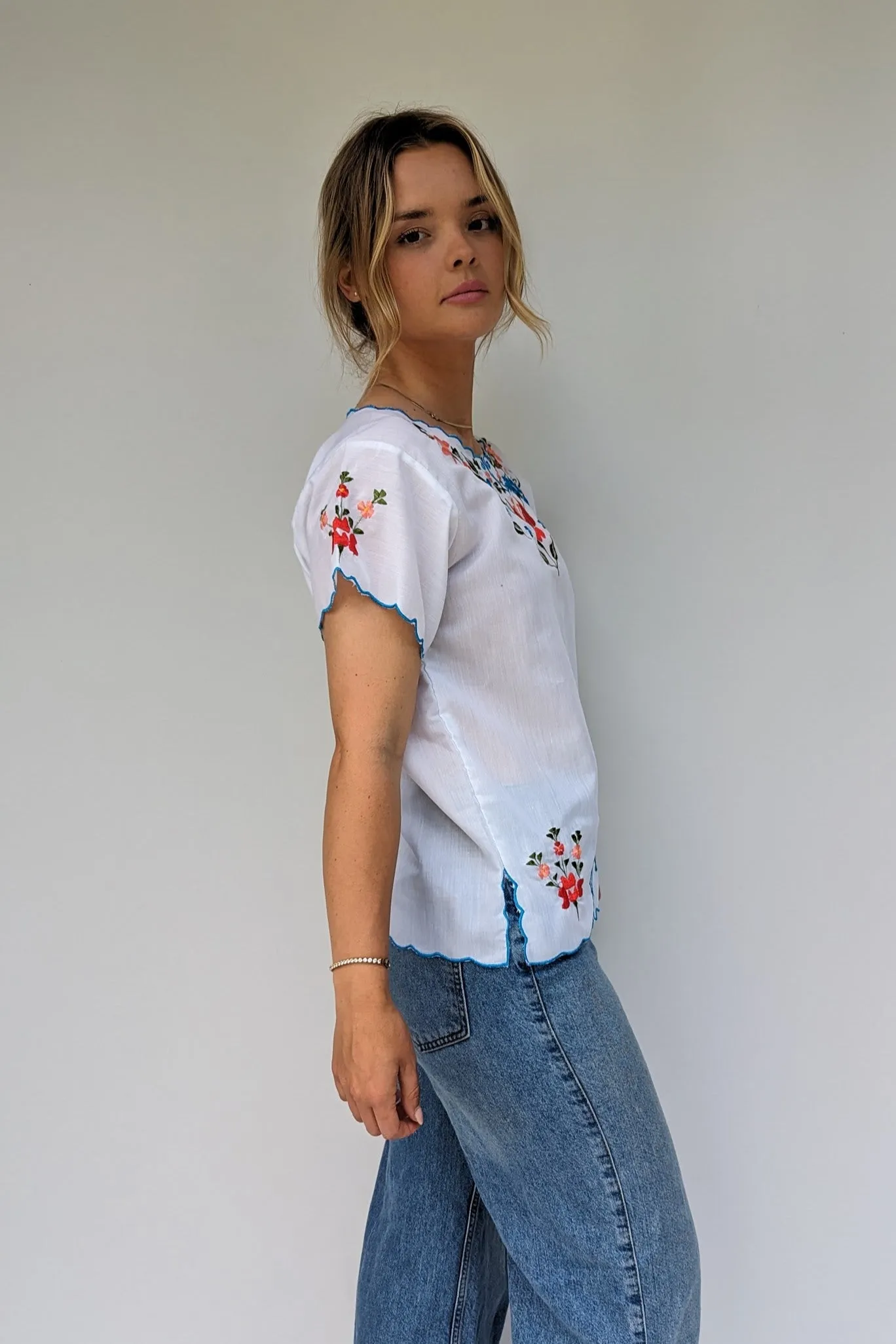 Vintage Mexican Embroidered Boho Blouse
