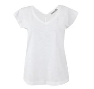 White Cotton Slub V-Neck T-Shirt