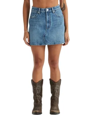 Womens Repair Mini Skirt - Mid Days Indigo